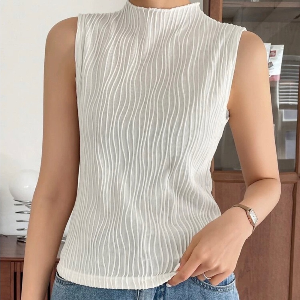 Stand Neck Solid Tank Top